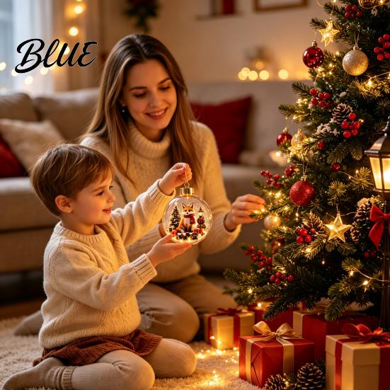 Glowing Christmas Ornaments Story Ornament Mini Holiday Scene In Ball with Warm LED 3D Acrylic Hanging Baubles Light Clear Decoration for Tree Home