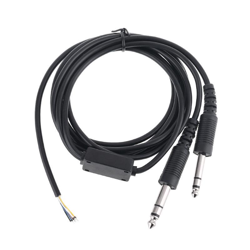 Repairing Cord 200cm DIY Aviation Headset Dual-plug Aircraft Headphones Cable чёрный