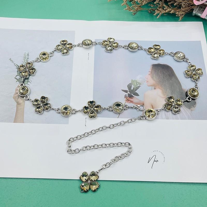Metal Crystal Waist Chain With Water Diamond Embellishments For Elegant Women