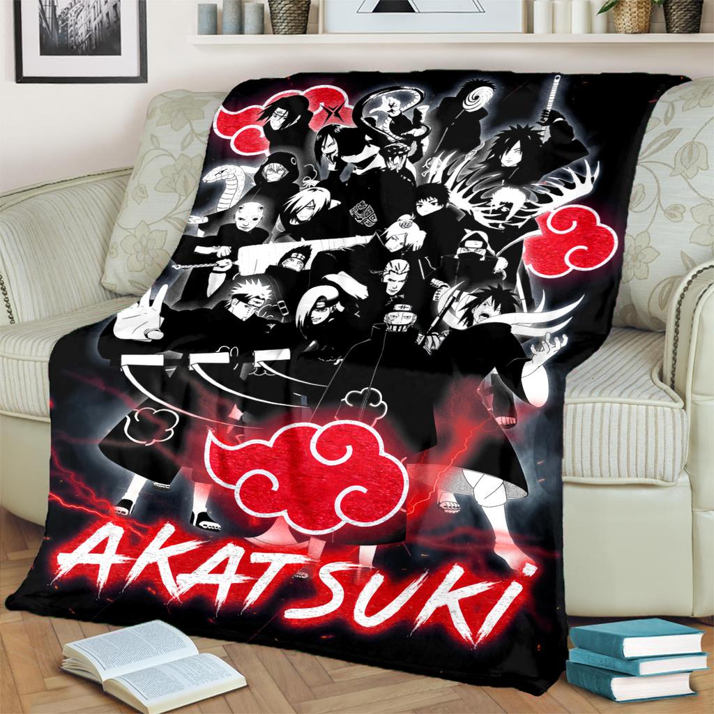 Anime-Naruto Print Blanket Warm Comfortable Flannel Blanket for Bedrooms, Sofas, Beds, Chairs, Picnics, Travel -LXR79