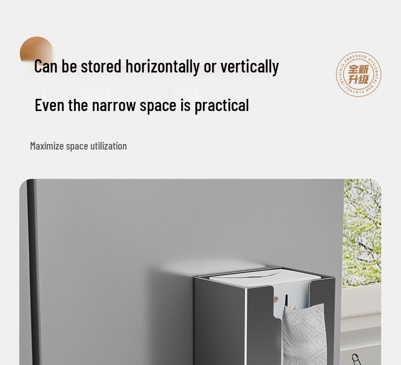Magnetische Aan de Muur te Bevestigen Keuken Tissuebox en Opbergrek: Zonder boren, Multifunctionele Keukenrolhouder.