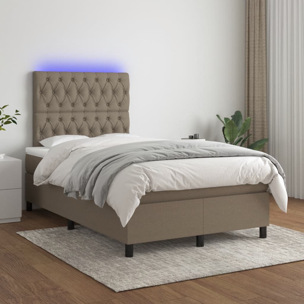 Vidaxl Letto Continentale Con Materasso, Taupe, 120X190 Cm, Tessuto