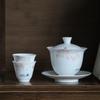 Tazza da tè in ceramica fatta a mano cinese Tazza da tè con motivo floreale dipinto a mano Tazza da tè in porcellana bianca Tazza da maestro Set da tè per la casa