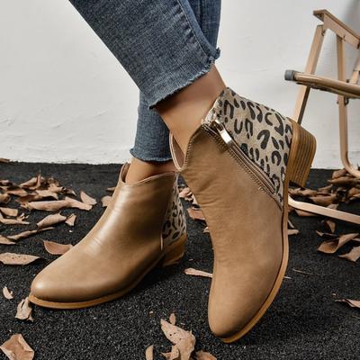 Stivaletti Corti Color Block Europei e Americani con Design Lussuoso e Zip Laterale per Pendolari Quotidiani Scarpe Singole da Donna