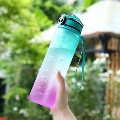 Large Capacity Sports Water Bottle with Time-Tracking Straw Leak Proof Locking Flip Cover for Outdoor Fitness