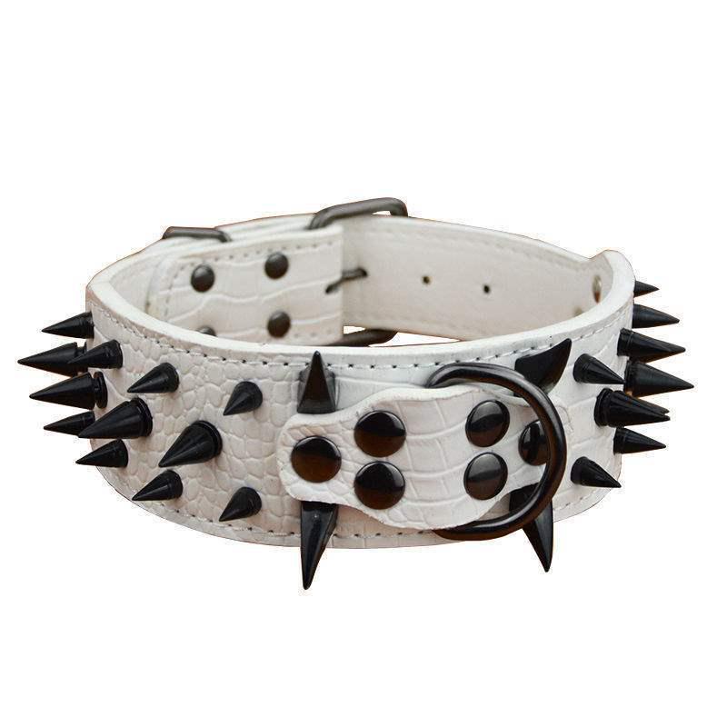 Zestaw obroży dla psa: Skórzana obroża przeciw ugryzieniom i smycz łańcuchowa z nitami dla owczarków niemieckich, pitbulli, dobermanów, buldogów francuskich.