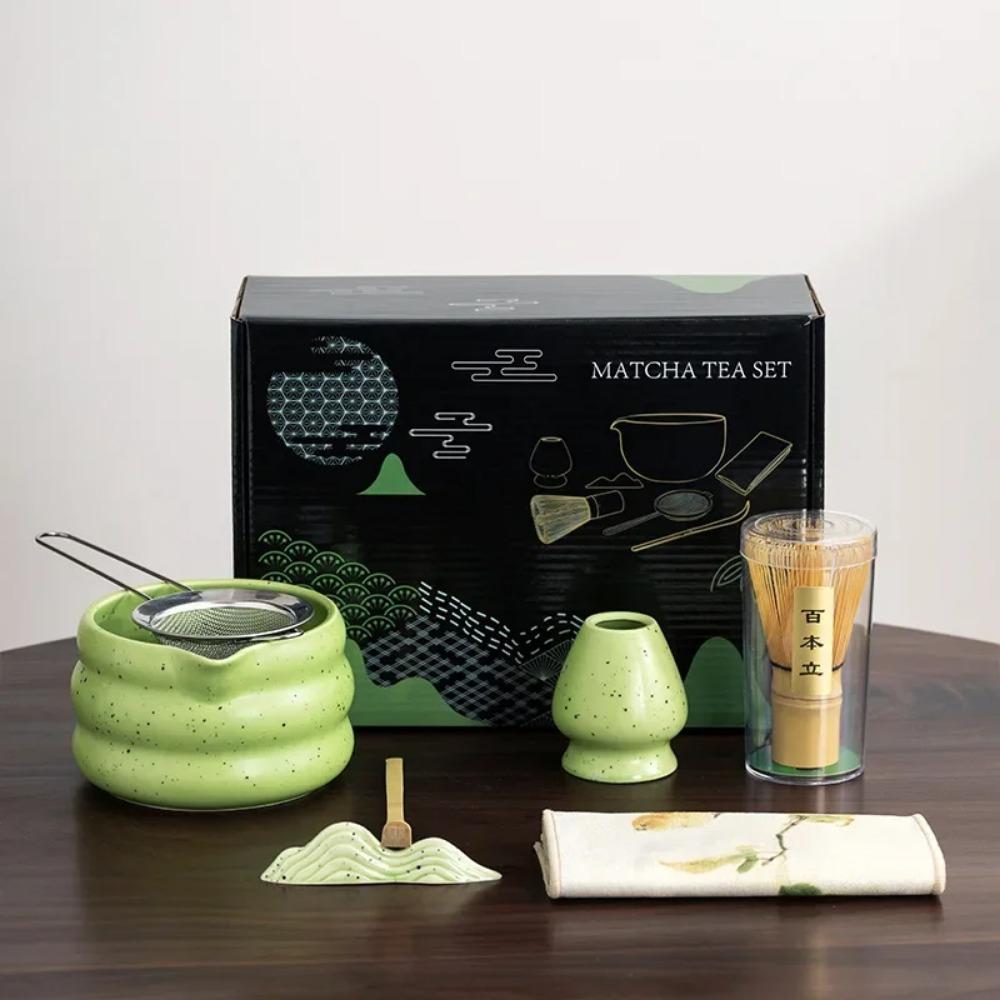 4Pcs 7 Pcs/set Japanese Matcha Blender Set Bamboo Whisk Matcha Brush Teaspoon Kiln Tea Set Beverage Shop Tea-Making Tools