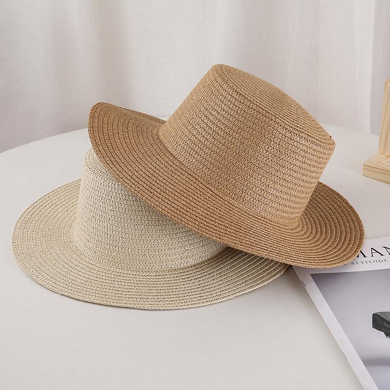 Summer New Men's and Women's Flat-top Sun Hat Sun Hat Travel Beach Hat Women's Top Hat Sun-proof Wild Grass