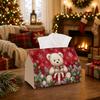 1pc Classic Winter Rustic Tissue Box - Teddy Bear Snowflake Pine Napkin Storage Box, Suitable for Rolls/Facial Tissues, Multi-Functional Storage Box F