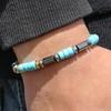 Men’s Turquoise Wood Bead Elastic Bracelet