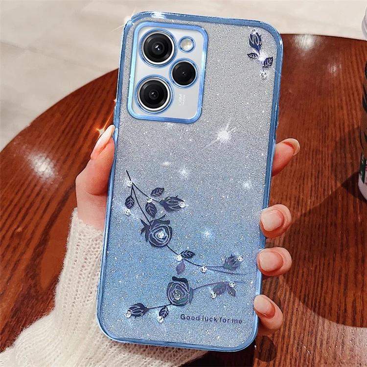 

Для Huawei nova Y61 4G / Enjoy 50z 4G Чехол из ТПУ с градиентом и блестками, со стразами и цветком, чехол для телефона
