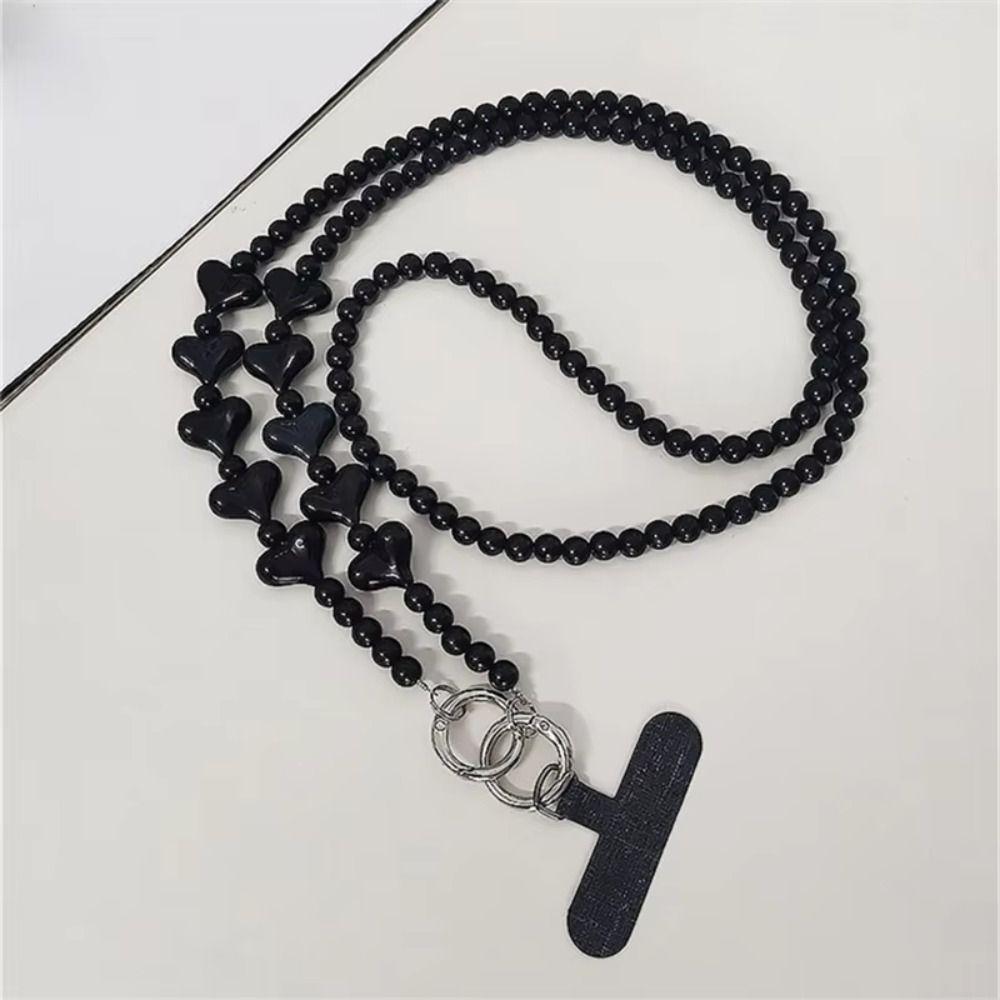 

Beaded Crossbody Phone Chain With Card DIY Mobile Phone Chain Bag Straps чёрный
