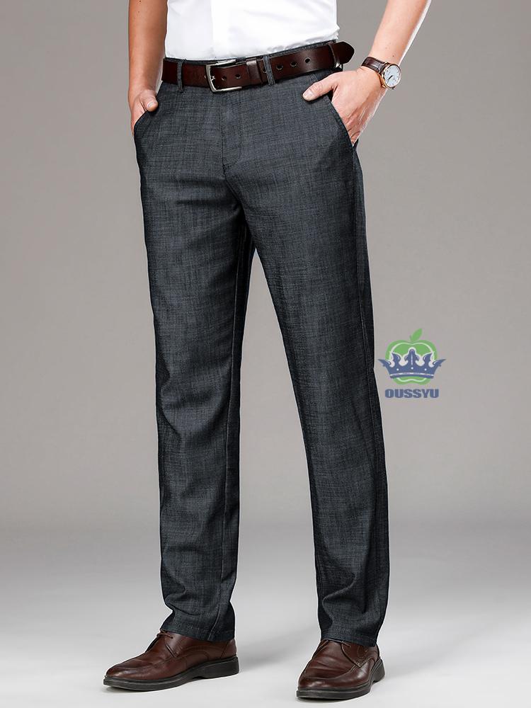 Brand Clothing Luxury Lyocell Fabric Men's Jeans Classic Business Straight Denim Pants Work Office Trousers Male Plus Size 40 42