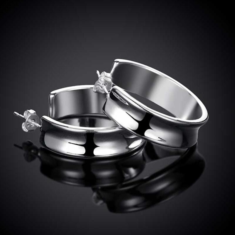 925 Silver Smooth Ceocle Circle Earrings For Women Fashion Jewelry Gifts