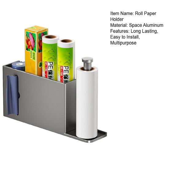 Roll Paper Holder Refrigerator Storage Rack Strong Load-bearing Easy To Install Multipurpose Self-Adhesive Under-Cabinet Organizer