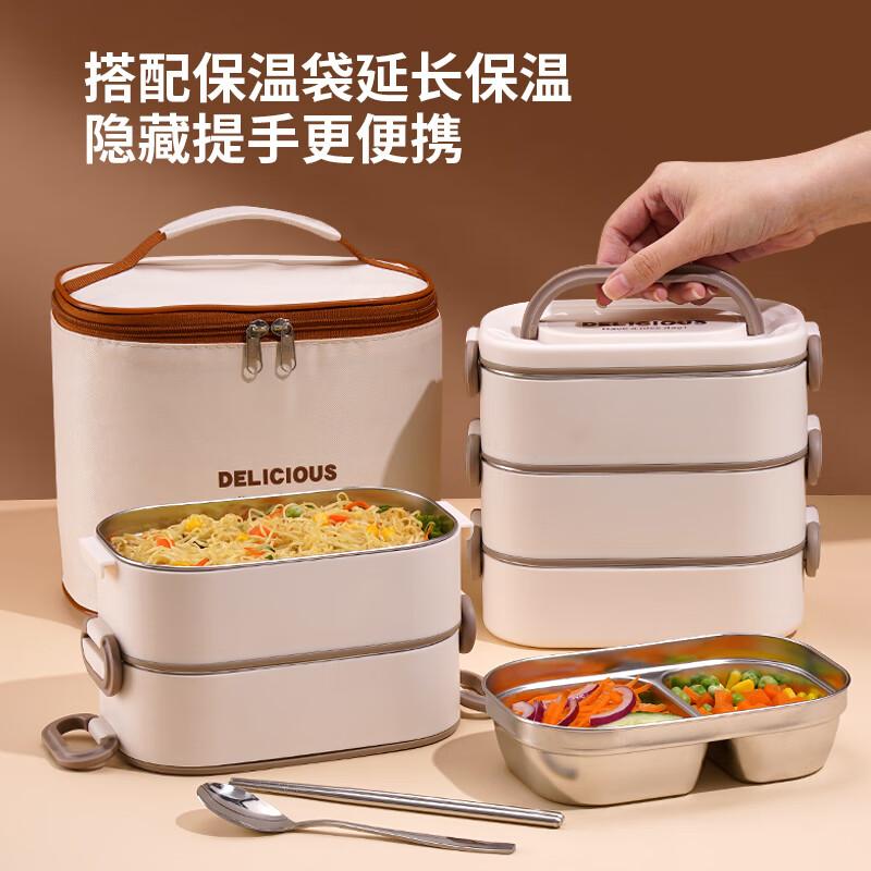 ymer Multi-Layer Insulated Lunch Box Microwaveable Bento Box for Office Workers and Students with Food Container