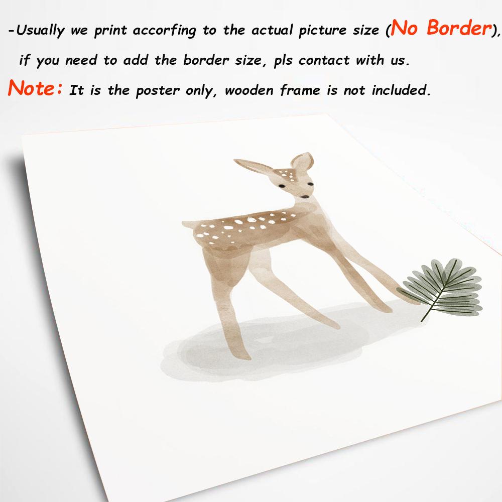 Deer Fox Rabbit Bear Woodland Nursery Wall Art Print Canvas Painting Nordic Posters Boho Wall Pictures for Baby Kids Room Decor