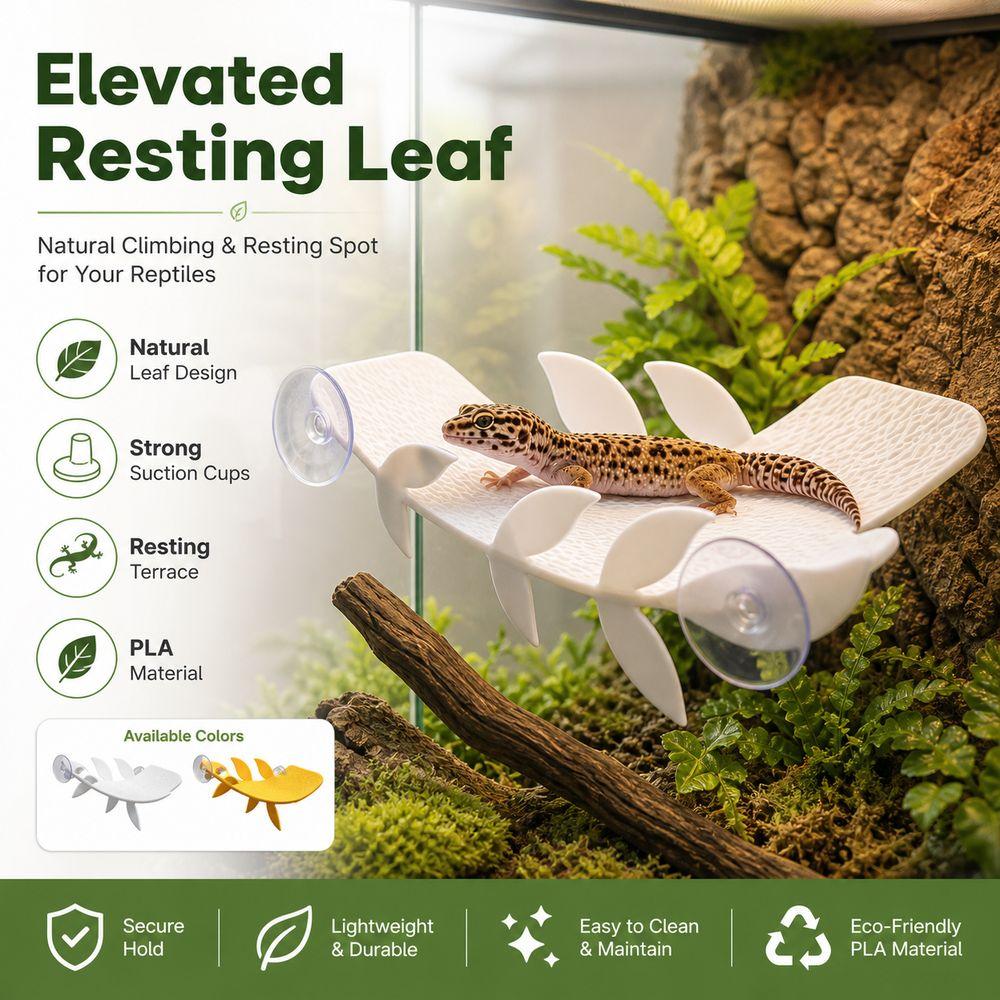 New PLA Reptile Habitat Leaf Simulated Leaves Shape Suction Cups Reptile Rest Stand Lizard Habitat Leaf Vivarium