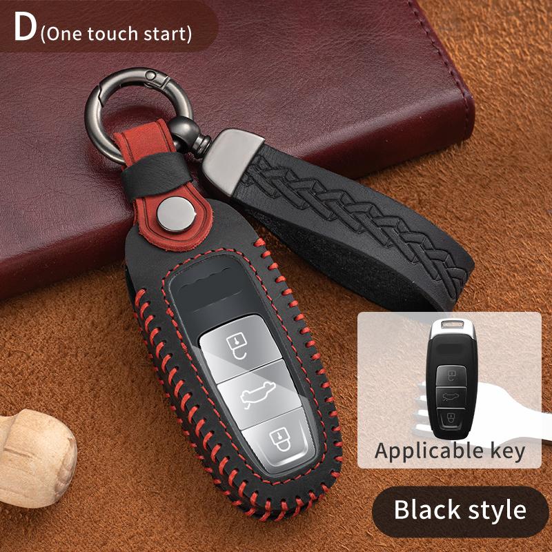 Leder Autoschlüsselabdeckung Hülle Halter Anhänger für A8 A7 A6 A4 A3 B9 C8 S7 4K D5 S8 Q7 Q8 SQ8 E-tron 2018 2019 2020 2021 Zubehör