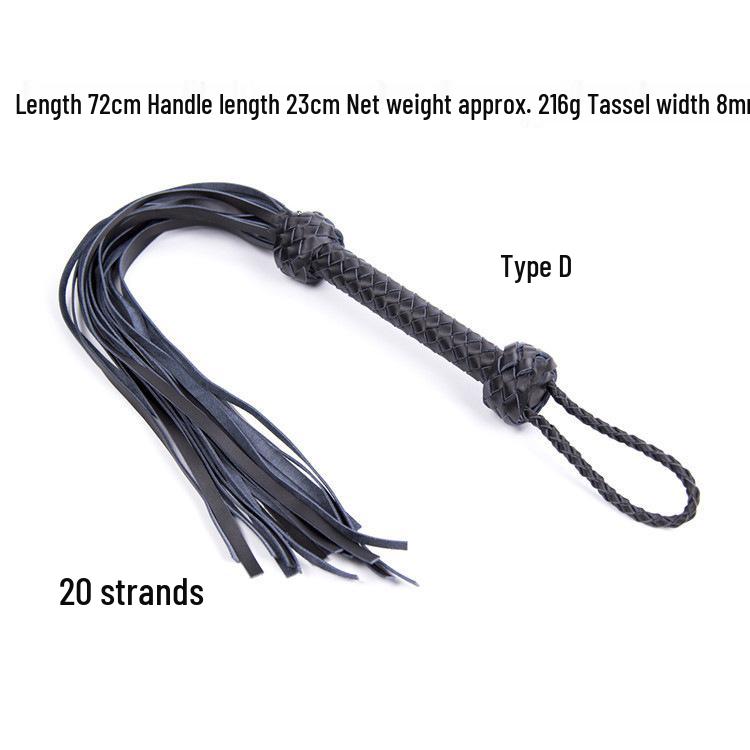 Long Genuine Leather Whip with Multiple Tassels for Men & Women, SM Training & Spanking Tool