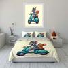 Cat and Mouse Riding Scooter. Bedding Sets Duvet Cover Sets Duvet Covers Pillowcases(1 * Duvet Cover 2 * Pillowcases, Without Duvet Insert)