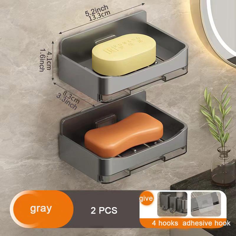 Bathroom Soap Dish Wall Mounted Sponge Holder Bathroom Organizer Double drainage Soap Dish Bathroom Accessories