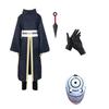 Costume de Guerre Uchiha Obito Akatsuki avec Masque & Éventail - Tenue Cosplay Naruto