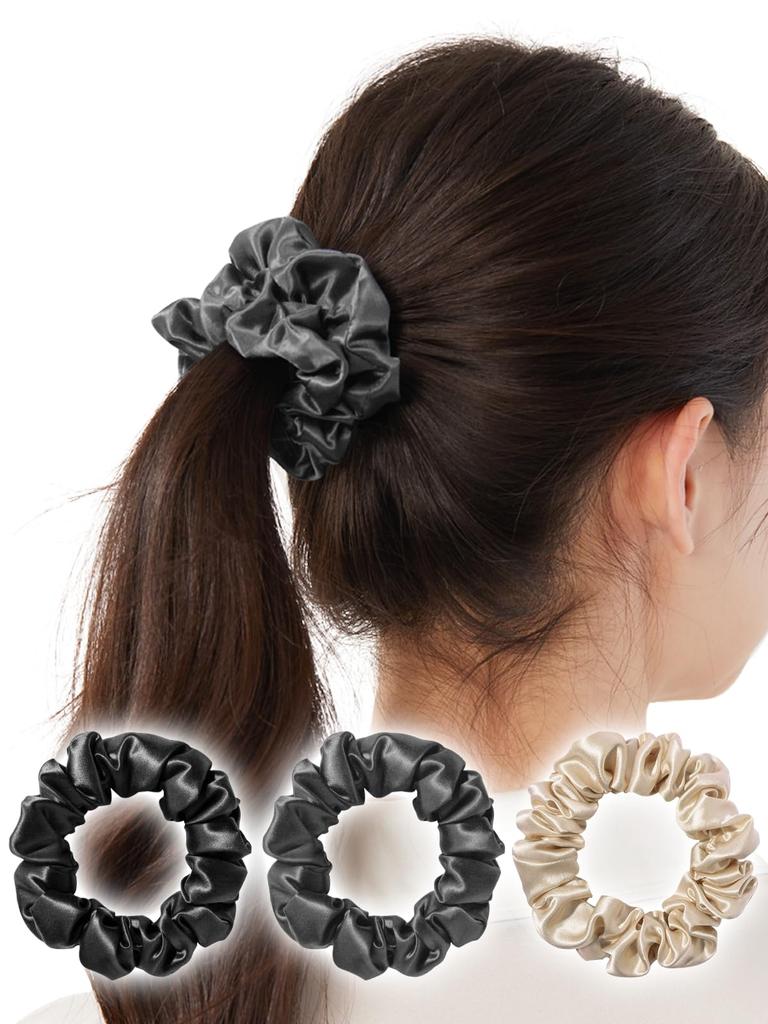 Utukky Silk Hair Natural Hair Hair Hair Hair Set of 3 Tie, Scrunchie, Stylish, Adults, 100% Silk, Non-Marking Tie, Tie, Stylish, Accessory, Ornament,