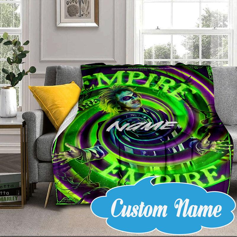 Custom Name Beetlejuice Horror Blanket bed sofa Blanket Flannel Blanket for Camping, Hiking, Picnic Essentials,gift for Fan family