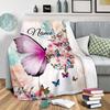 Butterfly Flower Customize Your Name Blanket Warm Comfortable Soft Blanket For Chair Office Sofa Bed Sofa Office Camping Suitable For Gifting