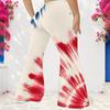 Women Plus Size High Waist Full Length Flared Pants Navy Blue Sparkle Starry Printed
