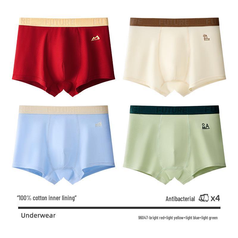 Teen Boys' Antibacterial Pure Cotton Boxer Briefs (10A) - All-Cotton Crotch Development Period Underwear