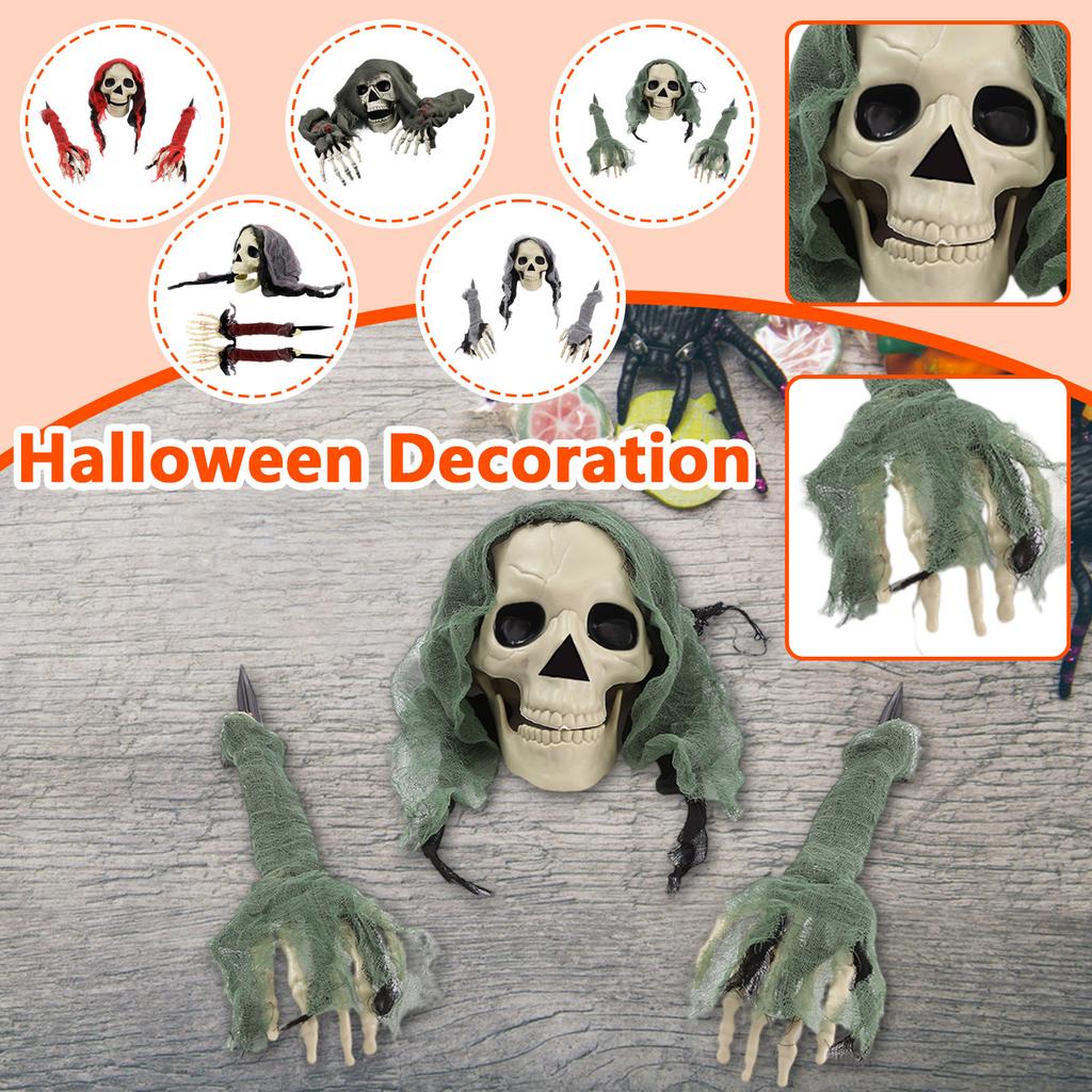 Halloween Ground Inserted Skull/ Ghost/ Head Three-piece Set Crawling Ghost/ Crawling Trick Simulation Arm Skull/ Site/ Decoration