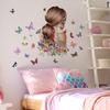 Pretty Girl Butterfly Self-adhesive Vinyl Wall Stickers For Bedroom Accessories Kids Room Decoration Wall Decor Home Decoration
