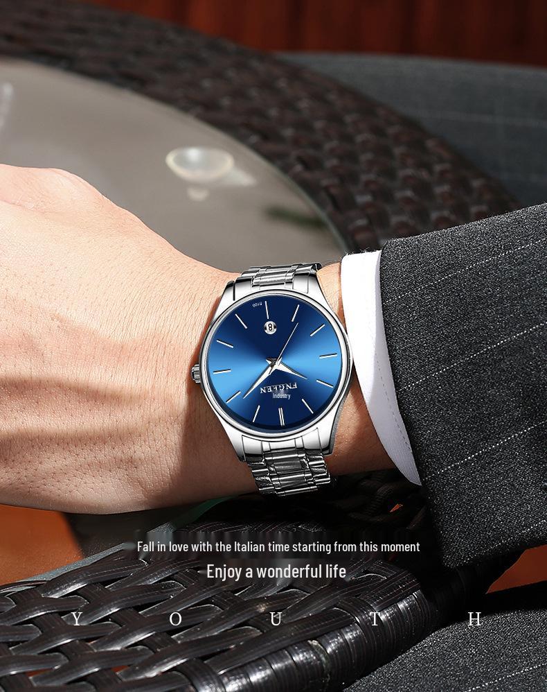 Fengzun Ultra-Thin Black Quartz Mesh Strap Waterproof Men's Watch