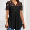 Spring/Summer 2025 European & American Women's Black Lace Short Sleeve Casual Top