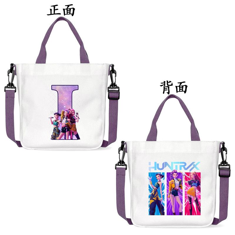 Anime Cartoon Letter Shoulder Bag Versatile Commuter Handbag Large Capacity Student Canvas Bag
