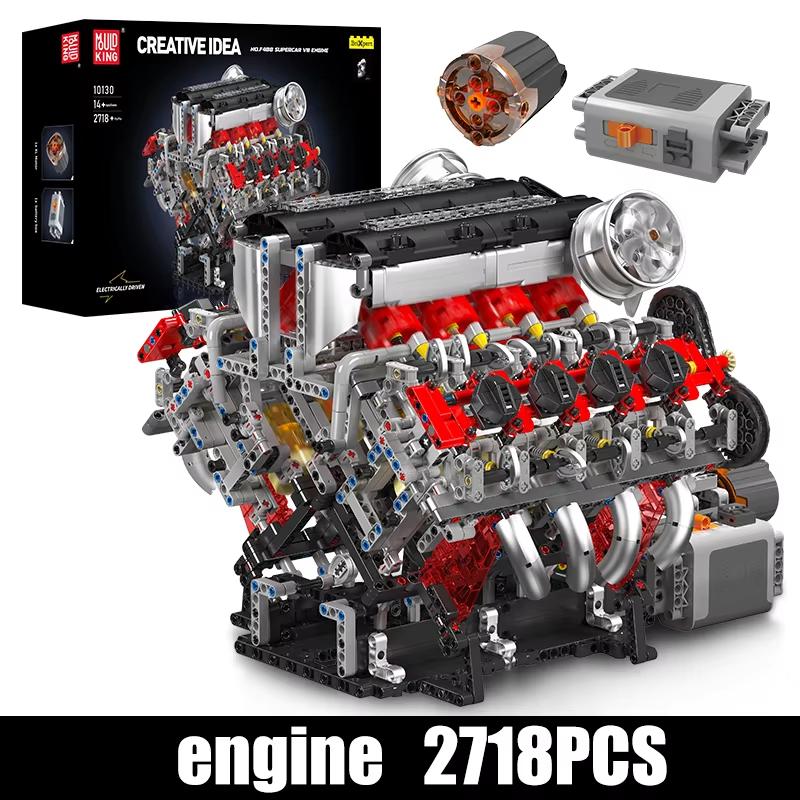 Mould King 10130 Der F488 Supercar V8 Motor Baustein Technisches Auto Ziegelstein Set Montage Auto Motor Spielzeug Kinder Weihnachtsgeschenk