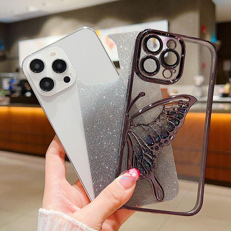 Glitter Butterfly Color Mobile Cell Phone Carrying Cases Tpu Protective Phone Cover for Iphone 16 15 14 13 12 11 Pro Max