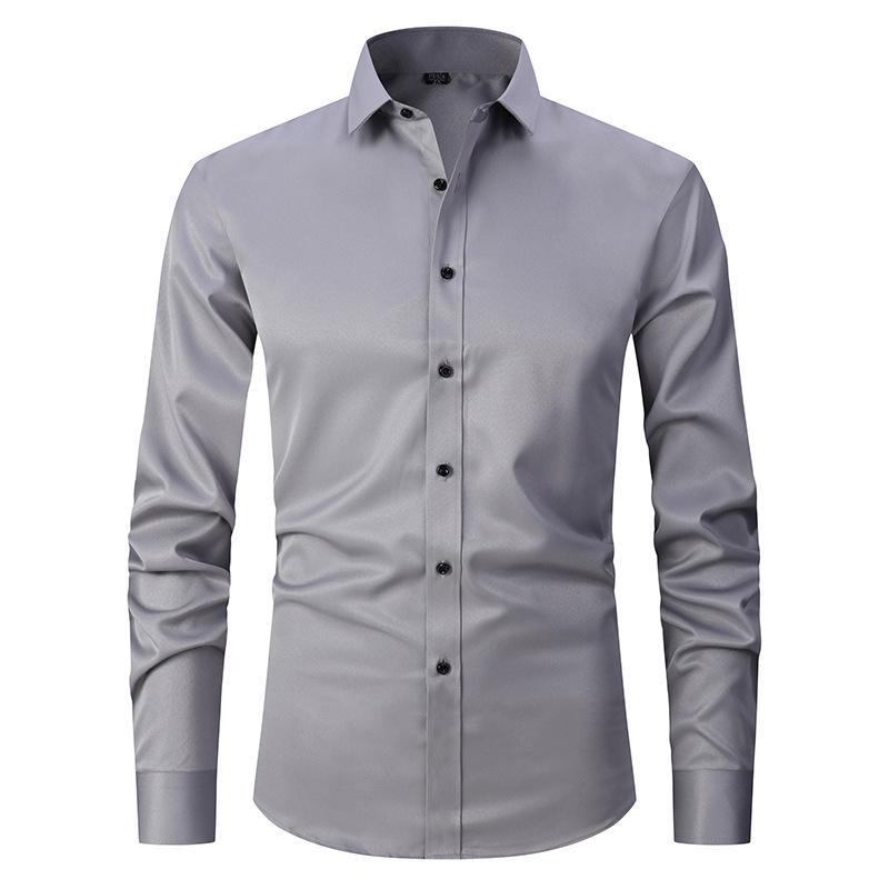 Men's Solid Color Slim Fit Long Sleeve Plus Size Shirt