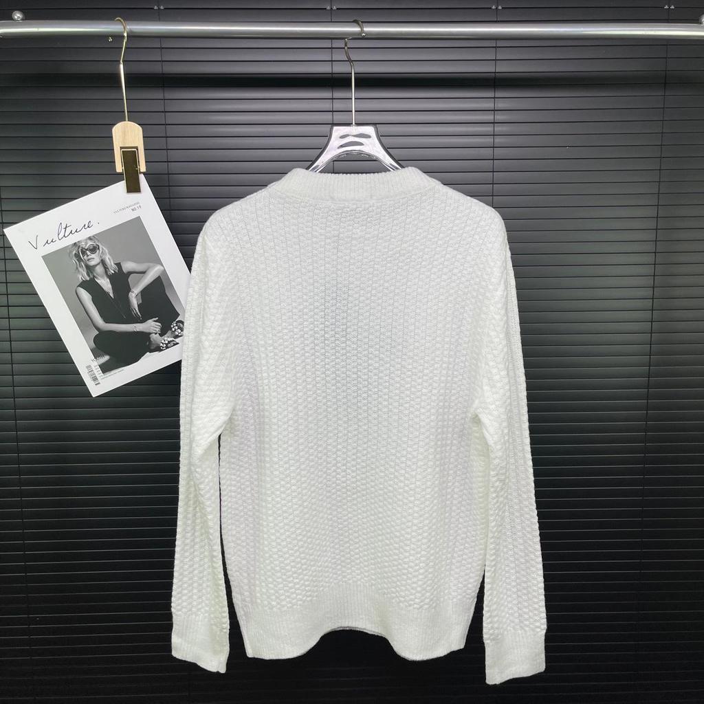 Módní Unisex Evropský Kulatý Výstřih Svetr s Logem a Žakárovým Copánkovým Úpletem