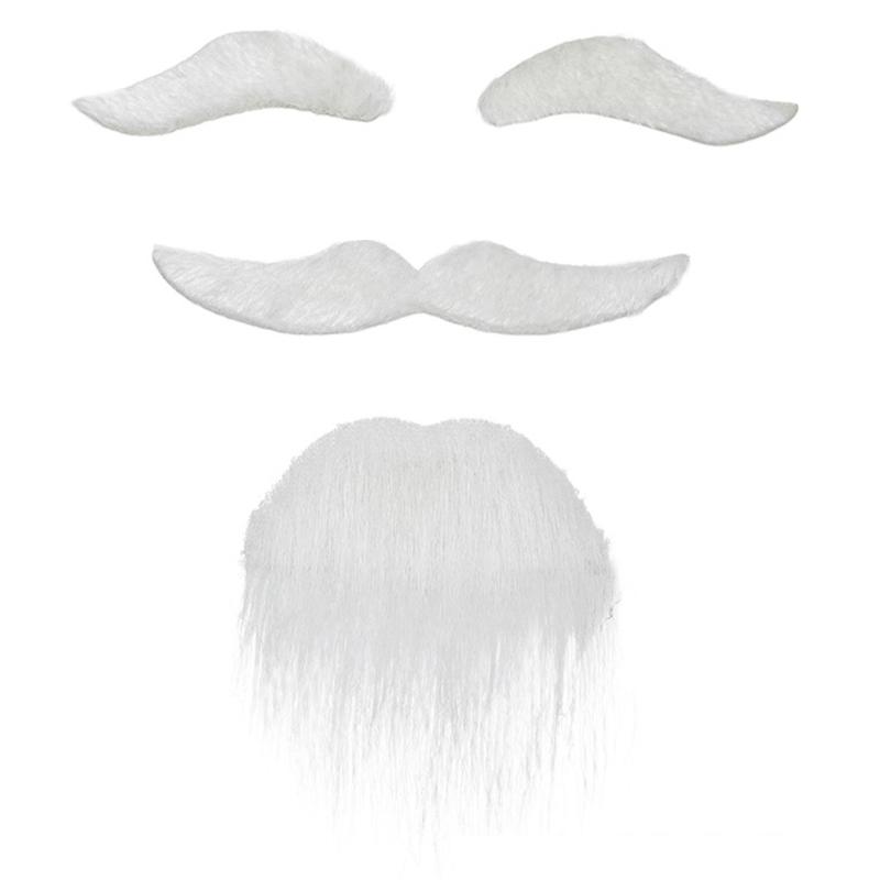 Set med falsk mustasch och ögonbryn, Självhäftigt falskt skägg, Nyheter Realistiskt ansiktshår för Cosplay-kostym Halloweenfest