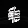 Temperament Creative Copper Ring Women, Exaggerated Fashion Smooth Surface Multi-Layer Winding Ring Geometric Lines