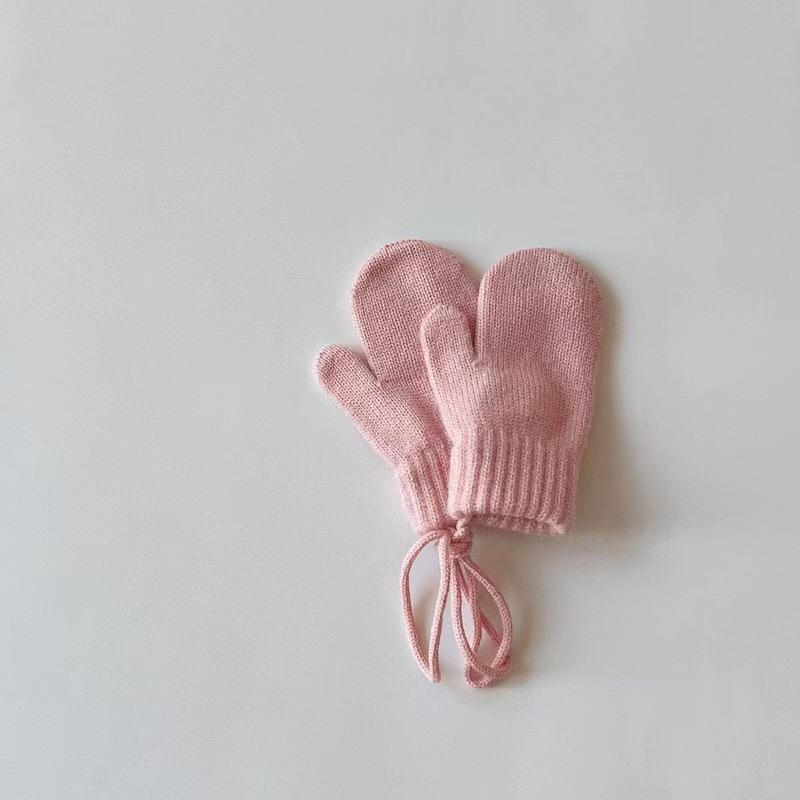 Wool Baby Winter Gloves Candy Color Halter Mittens for Children Girls Boys Accessories Knitted Kids Mitten Infant Gloves