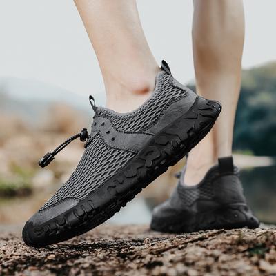 Summer New Men's Fashion All-Matching Fashion Shoes Lightweight Non-Slip Flat Heel Breathable Closed Toe Outdoor Mesh Shoes