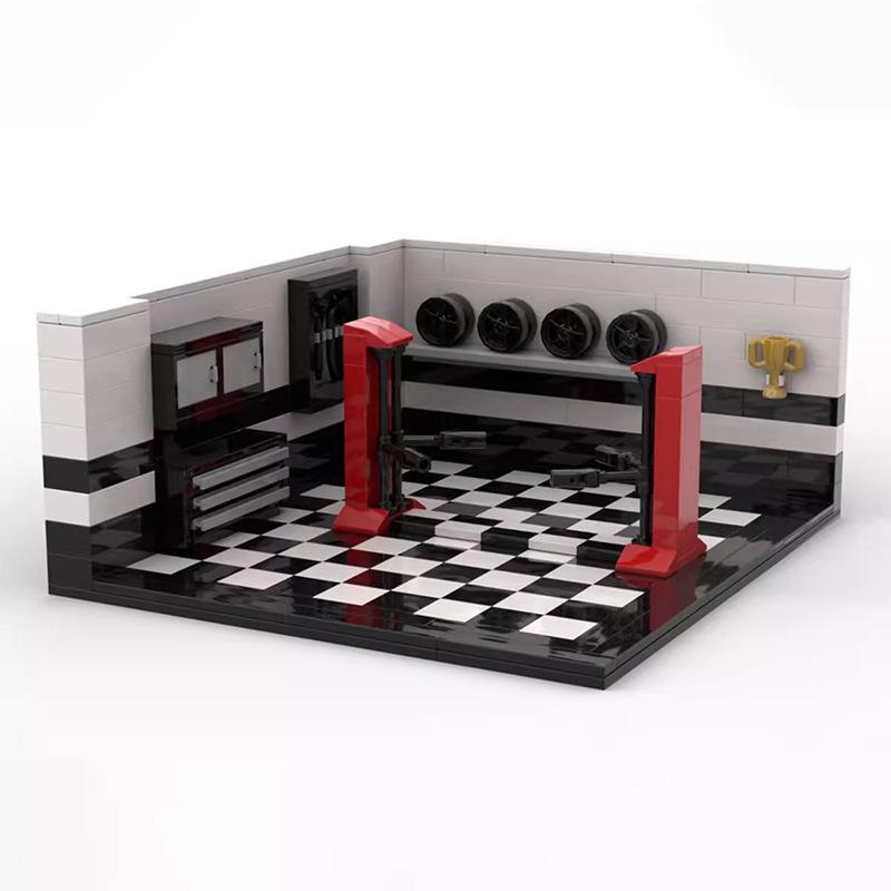 MOC-127570 Compatible Building Blocks Speed Champion Speed8 Car Display Garage – Deluxe Edition Assembly Model