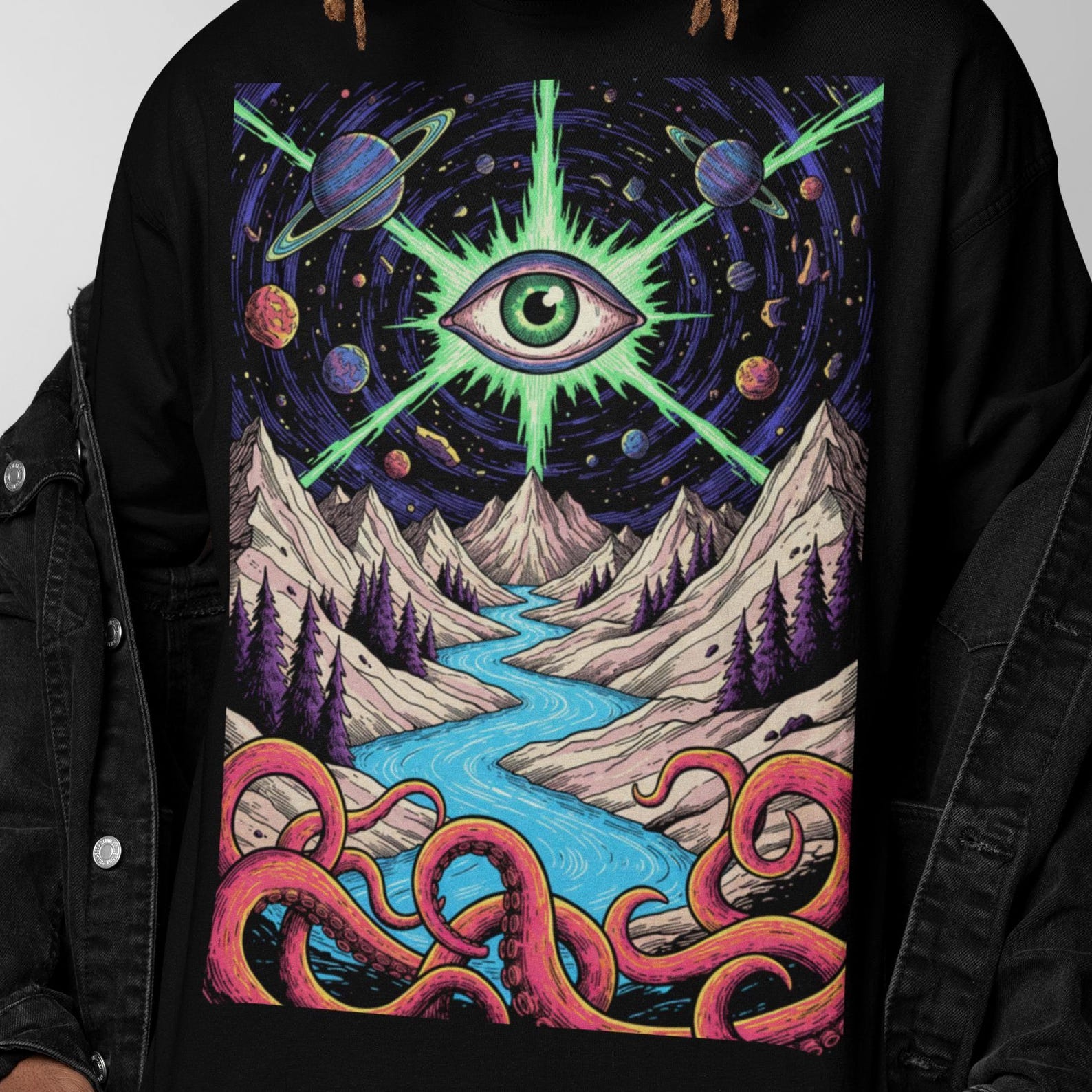 All Seeing Eye Portal T-Shirt | Psychedelic Eye Graphic Shirt | Cosmic Vision Art Tee | Gift for Art Lovers 4XL