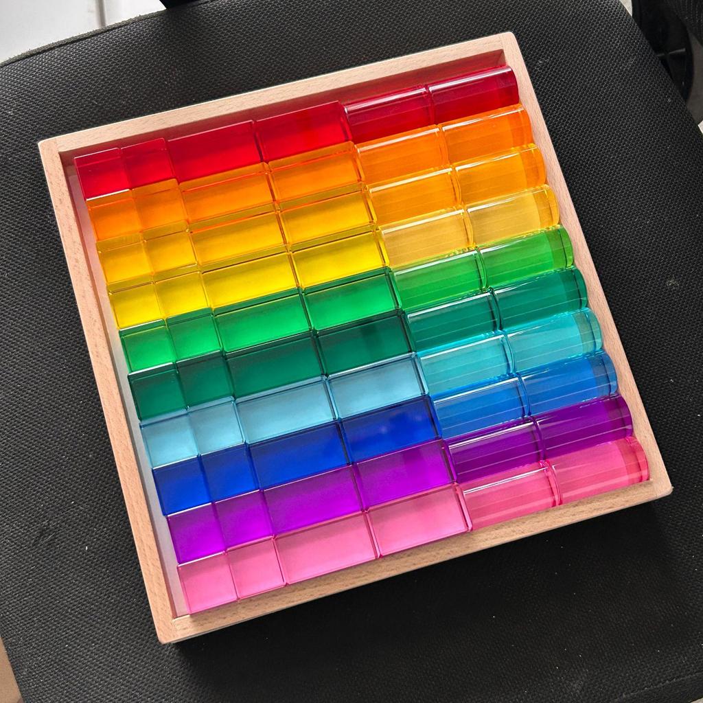 Transparent Rainbow 3D Building Blocks: Educational Acrylic Cubes for Children