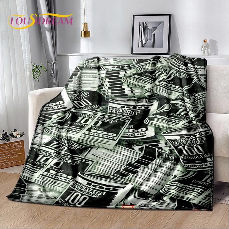 Zengin Dolar Euro Pound Para 3D Karikatür Battaniye, Yumuşak Atmak Battaniye Ev Yatak Odası Yatak Kanepe Piknik Ofis Seyahat Kapak Hediye Çocuk