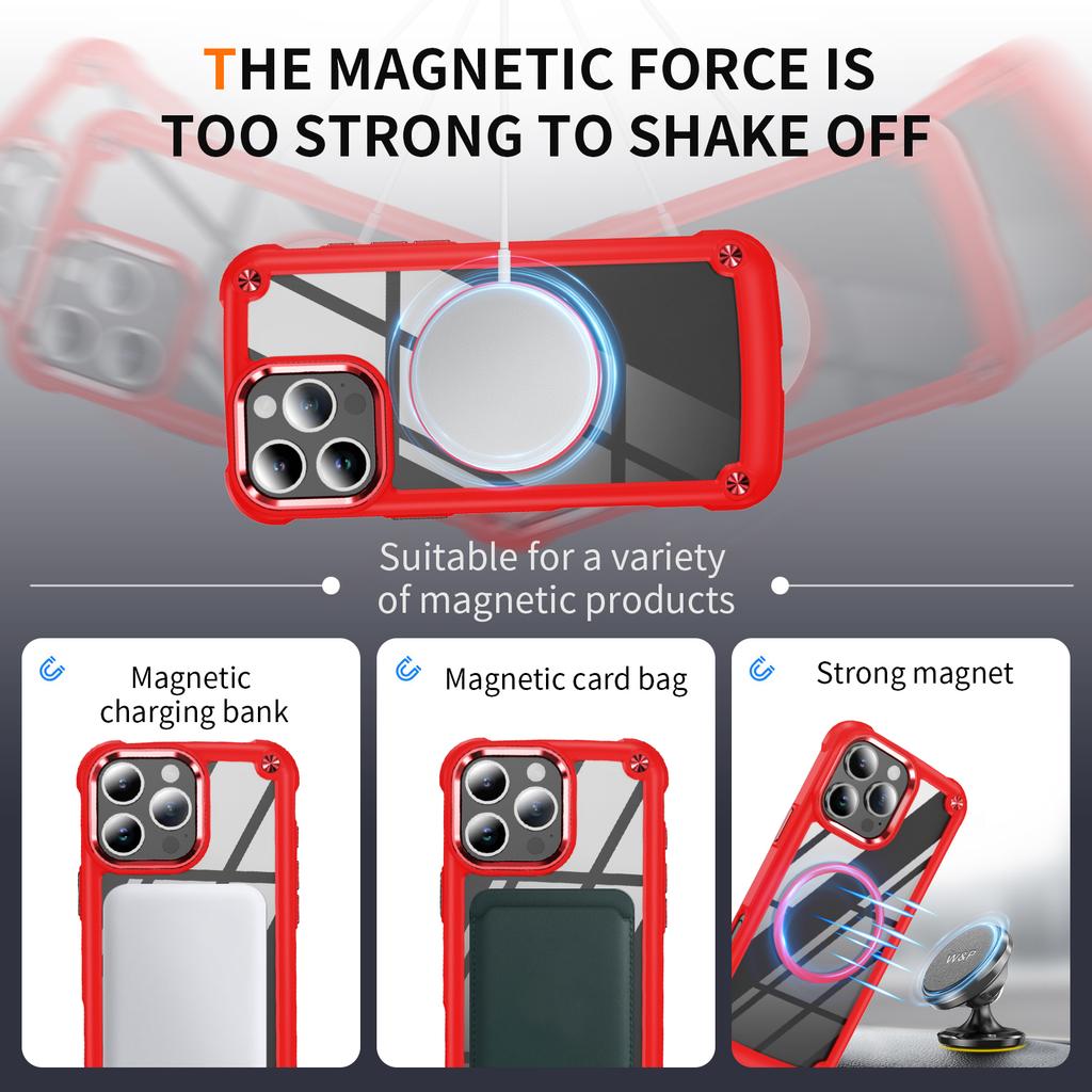 Heavy Armor Duty Air Bag Magnetic Case for For Iphone 17 Air 16 15 14 Plus 13 12 11 Pro Max Wireless Charge Shockproof Bumper Cover
